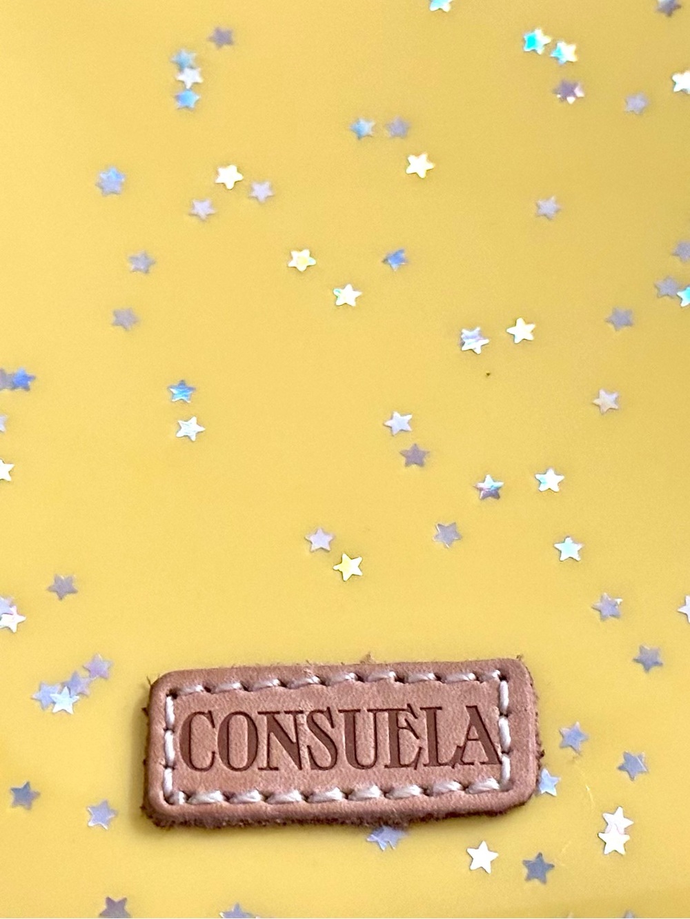 Consuela Harlow Medium Yellow Star Glitter Cosmetic Pouch Tool Kit - Picture 8 of 11